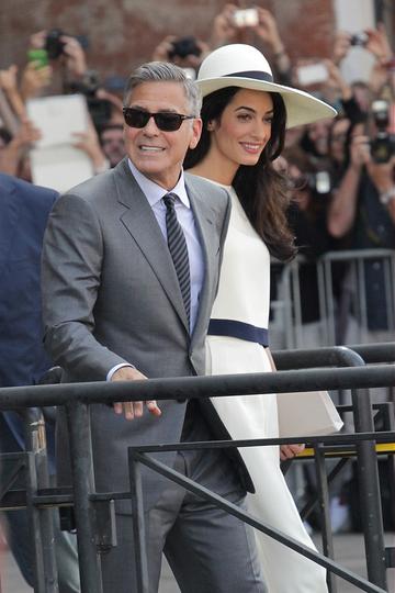 George Clooney and Amal Alamuddin after their marriage civil ceremony in Venice