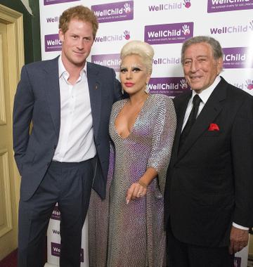 Prince Harry meets Lady Gaga and Tony Bennett prior to the Gala Concert in aid of WellChild