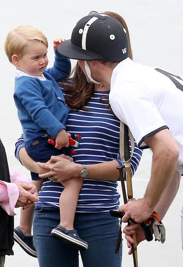 Prince George of Cambridge with Catherine, Duchess of Cambridge at the Gigaset Charity Polo Match at Beaufort Polo Club