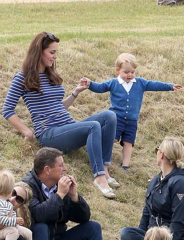Prince George of Cambridge with Catherine, Duchess of Cambridge at the Gigaset Charity Polo Match at Beaufort Polo Club