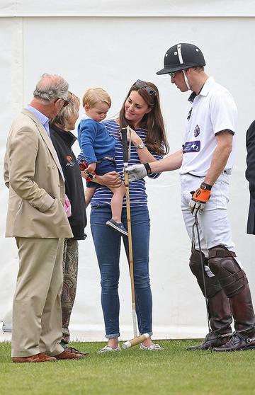 Prince George of Cambridge with Catherine, Duchess of Cambridge at the Gigaset Charity Polo Match at Beaufort Polo Club