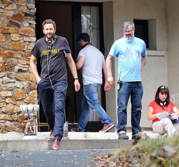 Chris O'Dowd and co-actors on the set of Moone Boy