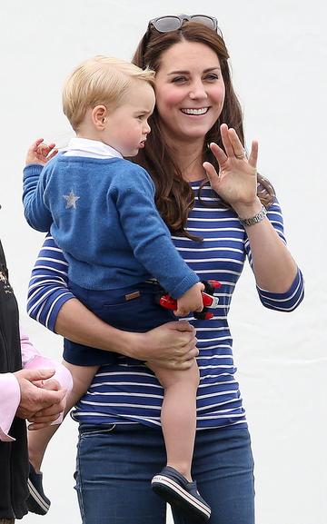 Prince George of Cambridge with Catherine, Duchess of Cambridge at the Gigaset Charity Polo Match at Beaufort Polo Club