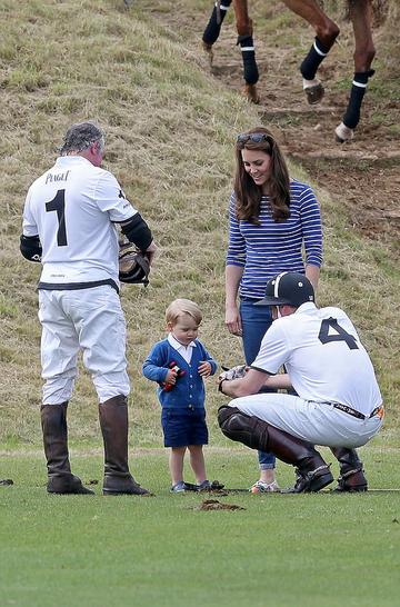 Prince George of Cambridge with Catherine, Duchess of Cambridge at the Gigaset Charity Polo Match at Beaufort Polo Club