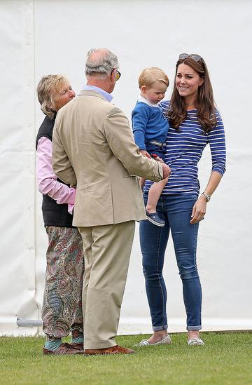 Prince George of Cambridge with Catherine, Duchess of Cambridge at the Gigaset Charity Polo Match at Beaufort Polo Club