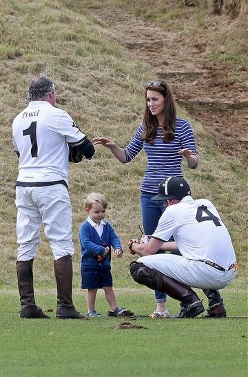 Prince George of Cambridge with Catherine, Duchess of Cambridge at the Gigaset Charity Polo Match at Beaufort Polo Club