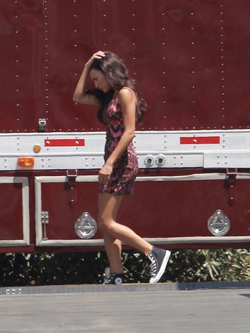 Stars on Glee set: Chris Colfer and Naya Rivera