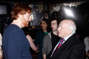 The President of Ireland, Michael D. Higgins visits the cast of 'Once'