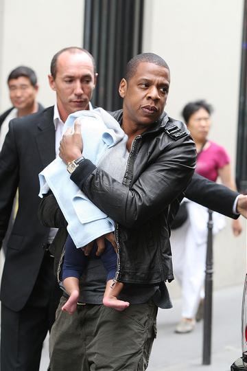 Beyonce Knowles and Jay-Z with daughter Blue Ivy