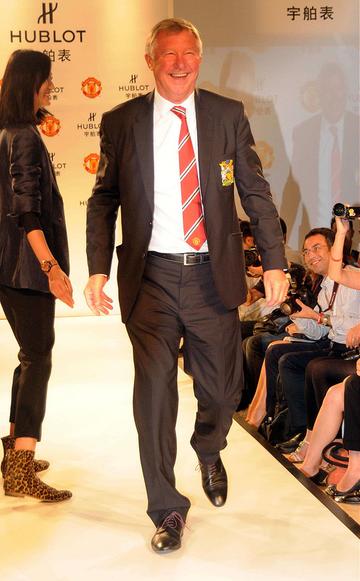 Manchester United football players pose