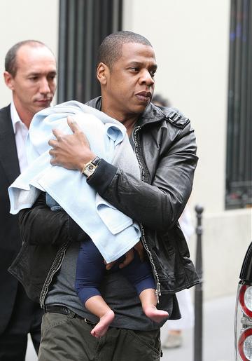 Beyonce Knowles and Jay-Z with daughter Blue Ivy