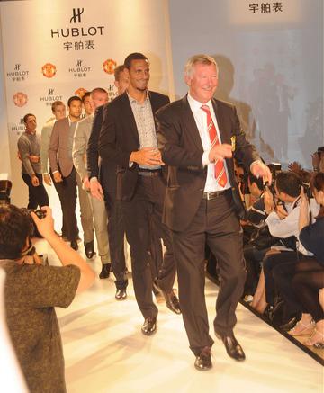 Manchester United football players pose