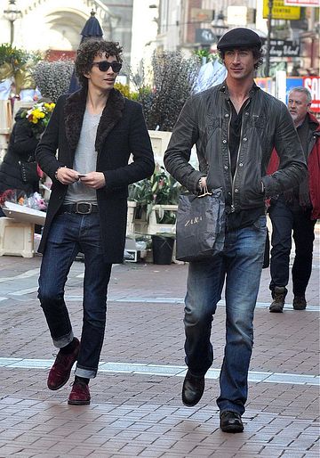 Robert Sheehan out and about with his brother