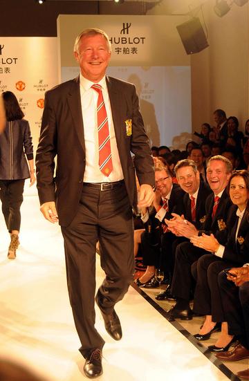 Manchester United football players pose