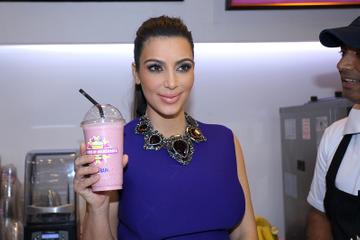 Kim Kardashian promotes her signature milkshake