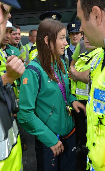 Medal winners from the Irish Olympic team arrive at Dublin Airport