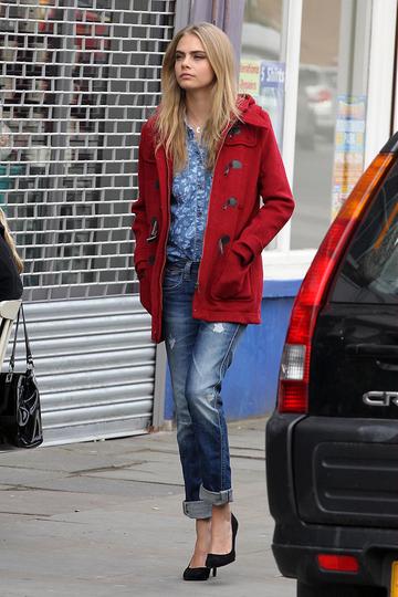 Cara Delevingne filming for Pepe Jeans