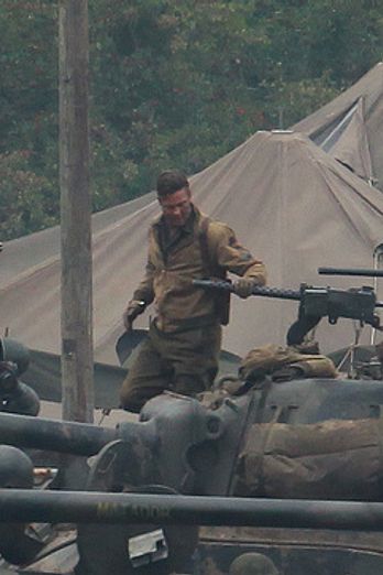 Brad Pitt and Shia La Beouf filming Fury in the UK