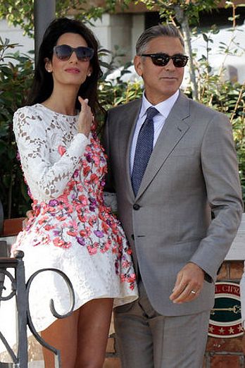 George Clooney and his new wife Amal Alamuddin appear for the first time after marrying