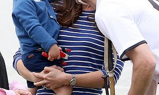 Prince George of Cambridge with Catherine, Duchess of Cambridge at the Gigaset Charity Polo Match at Beaufort Polo Club
