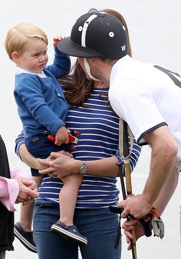 Prince George of Cambridge with Catherine, Duchess of Cambridge at the Gigaset Charity Polo Match at Beaufort Polo Club