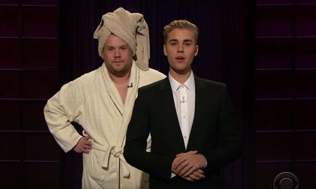 Watch: Justin Bieber stole James Corden's monologue on the Late Late Show last night
