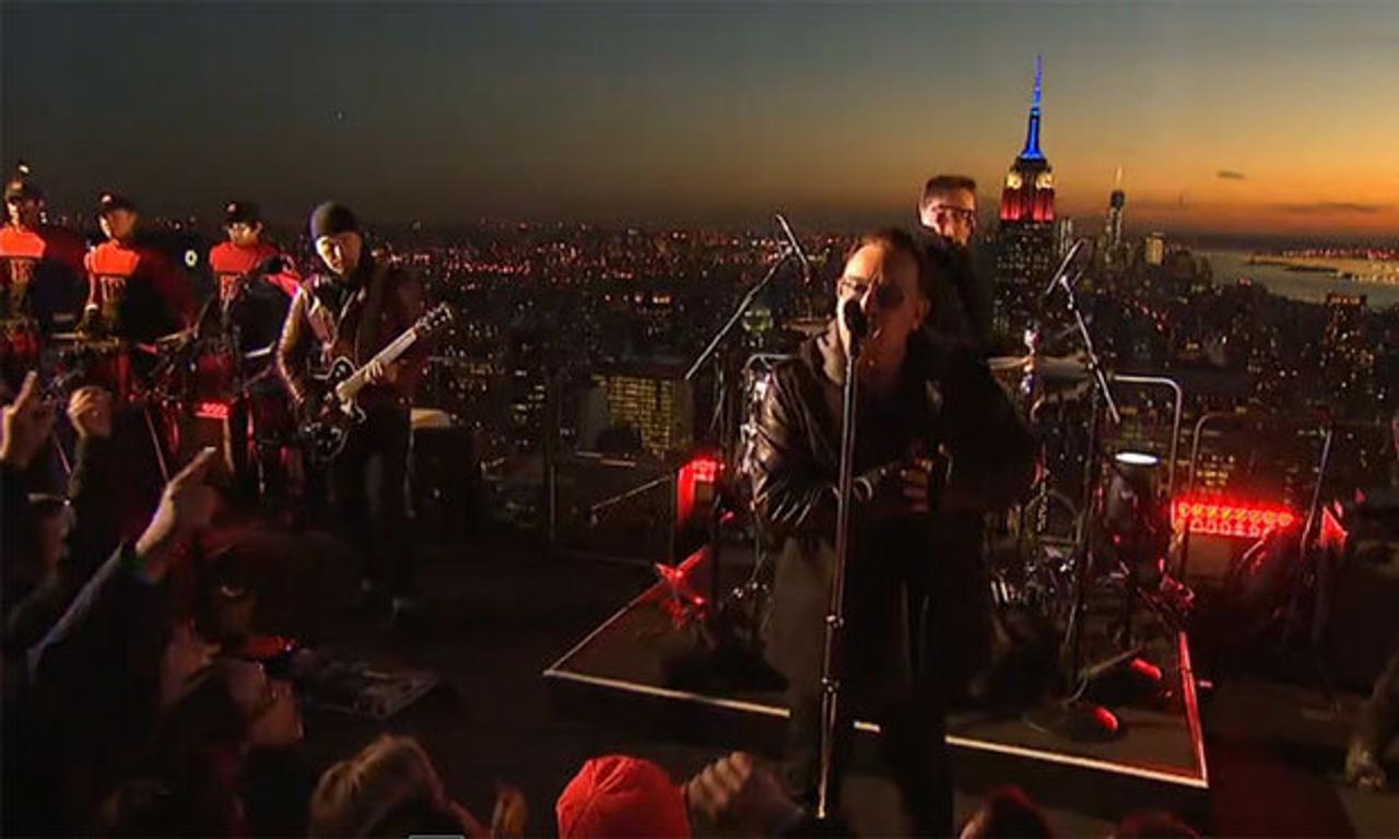 Watch U2 perform on top 30 Rockefeller Plaza in New York City