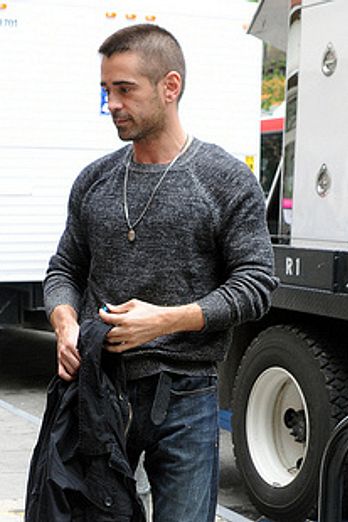 Colin Farrell on set of 'Dead Man Down'