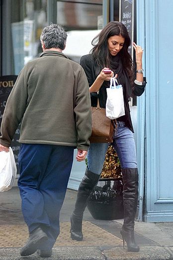 Georgia Salpa swaps her pink dress for some skinny blue jeans