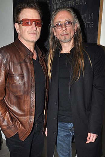 U2 members Bono and The Edge at the Kerlin Gallery