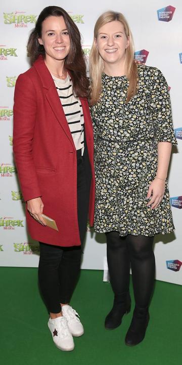 Amy Heffernan and Geraldine Murphy at the opening night of Shrek the Musical at The Bord Gais Energy Theatre, Dublin. Photo by Brian McEvoy