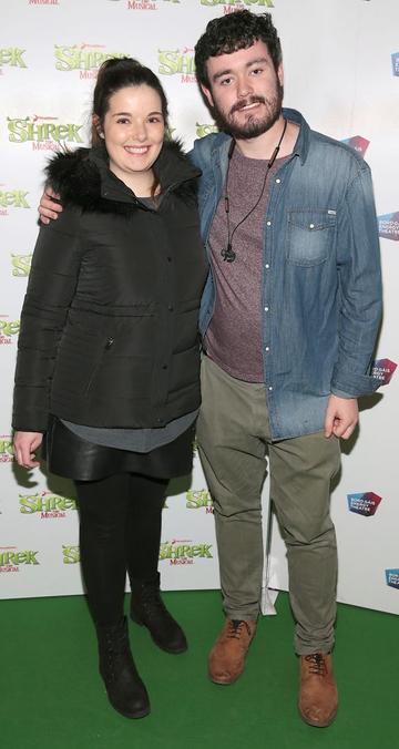 Katie Dwnes and Senan Kelly at the opening night of Shrek the Musical. Photo by Brian McEvoy