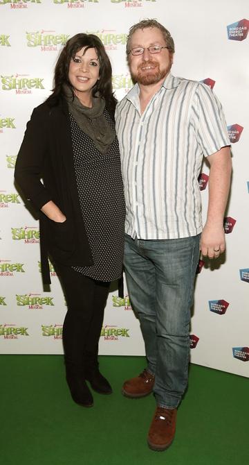 Aishling Conway and  Shane Byrne at the opening night of Shrek the Musical at The Bord Gais Energy Theatre, Dublin. Photo by Brian McEvoy