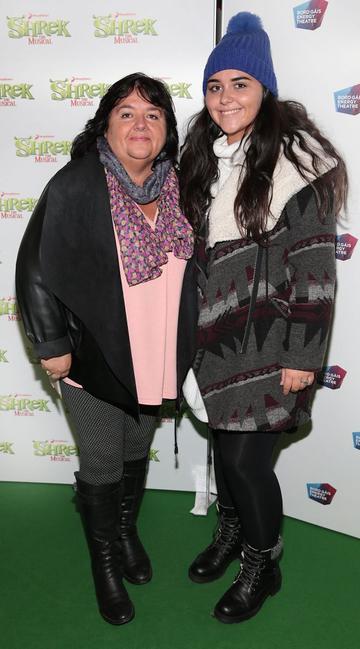 Ann Hayes and Holly Hayes at the opening night of Shrek the Musical at The Bord Gais Energy Theatre, Dublin. Photo by Brian McEvoy