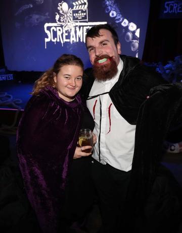 Adeane Hardy and Paddie Thompson pictured at Kraken Black Spiced Rum's immersive movie experience in Dublin with a surprise horror movie. Pic Robbie Reynolds
