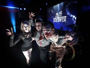 Anna Breen (left) with John Tallon and Shane Walsh pictured at Kraken Black Spiced Rum's immersive movie experience in Dublin with a surprise horror movie. Pic Robbie Reynolds