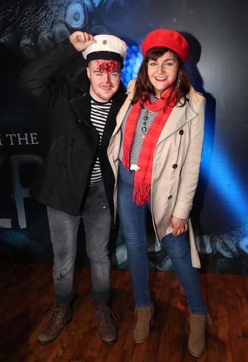 Anthony and Aine McNulty pictured at Kraken Black Spiced Rum's immersive movie experience in Dublin with a surprise horror movie. Pic Robbie Reynolds