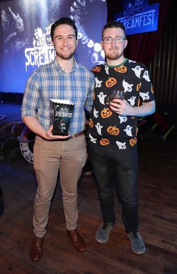 Conor Mulligan and Aaron Carroll pictured at Kraken Black Spiced Rum's immersive movie experience in Dublin with a surprise horror movie. Pic Robbie Reynolds
