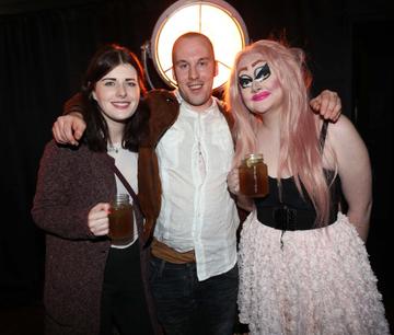 Eimear Gielty (left) with Ronan Gough and Keri Sheehan pictured at Kraken Black Spiced Rum's immersive movie experience in Dublin with a surprise horror movie. Pic Robbie Reynolds