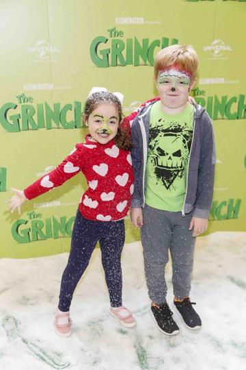 Mairead (5) and Conor Naughton (9) pictured at the Irish premiere screening of The Grinch at ODEON Point Village, Dublin. Picture Andres Poveda