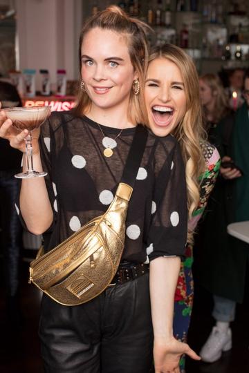 Joanne McNally &amp; Vogue Williams pictured at the launch of Lily O'Brien’s 'Share Wisely' bags. Photo: Anthony Woods