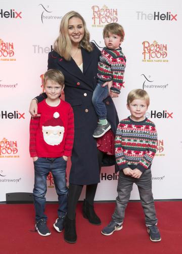 Pictured are Anna Daly with her sons James 7,Evan 5yrs and Rhys 2yrsat the opening night of The Helix Pantomime, Robin Hood on Saturday night. 

Photo: Leon Farrell/Photocall Ireland.