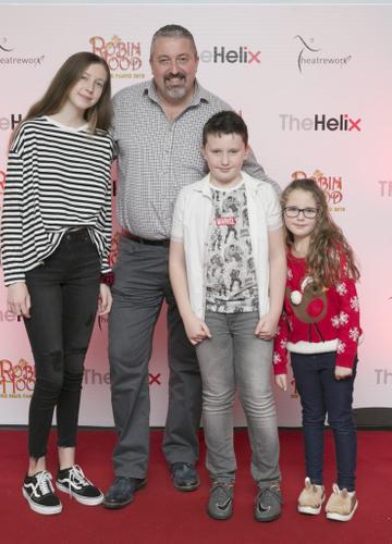 Pictured  Brendan, Olivia, Daniel and Emilia  at the opening night of The Helix Pantomime, Robin Hood on Saturday night.

Photo: Leon Farrell/Photocall Ireland.