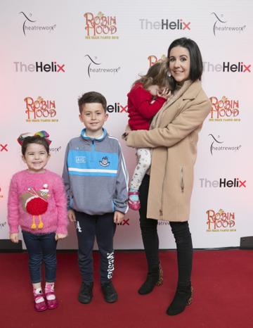 Pictured  Laura Doyle,Kyle,Noa and Brian  at the opening night of The Helix Pantomime, Robin Hood on Saturday night.

Photo: Leon Farrell/Photocall Ireland.