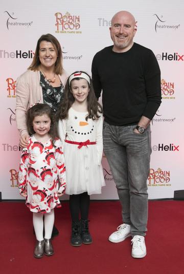 Pictured Daragh Kearny, Sandra,Chole and Mia  at the opening night of The Helix Pantomime, Robin Hood on Saturday night.

Photo: Leon Farrell/Photocall Ireland.
