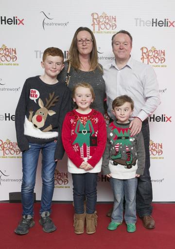Pictured Deirdre Fergal with Jack,Lucy and Ethan  at the opening night of The Helix Pantomime, Robin Hood on Saturday night.

Photo: Leon Farrell/Photocall Ireland.