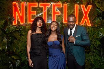 Sabrina Dhowre, Isan Elba, and Idris Elba attend the Netflix 2019 Golden Globes After Party on January 6, 2019 in Los Angeles, California.  (Photo by Tommaso Boddi/Getty Images for Netflix)