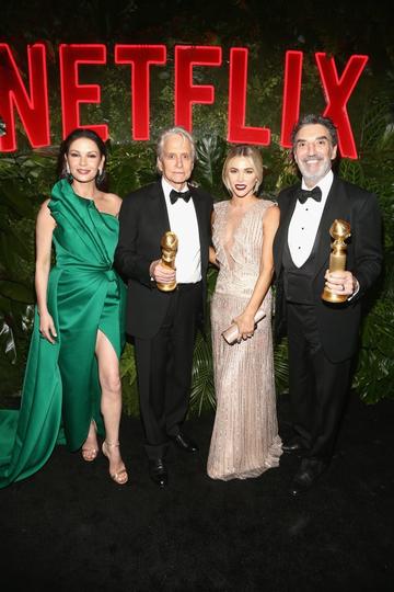 Catherine Zeta-Jones, Michael Douglas, Arielle Mandelson, and Chuck Lorre attend the Netflix 2019 Golden Globes After Party on January 6, 2019 in Los Angeles, California.  (Photo by Tommaso Boddi/Getty Images for Netflix)