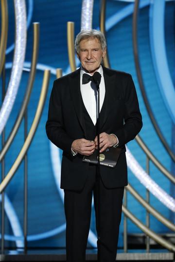 Presenter Harrison Ford speaks onstage during the 76th Annual Golden Globe Awards at The Beverly Hilton Hotel on January 06, 2019 in Beverly Hills, California.  (Photo by Paul Drinkwater/NBCUniversal via Getty Images)