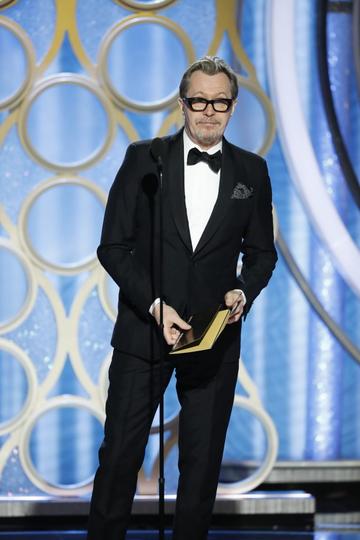 Presenter Gary Oldman  speaks onstage during the 76th Annual Golden Globe Awards at The Beverly Hilton Hotel on January 06, 2019 in Beverly Hills, California.  (Photo by Paul Drinkwater/NBCUniversal via Getty Images)
